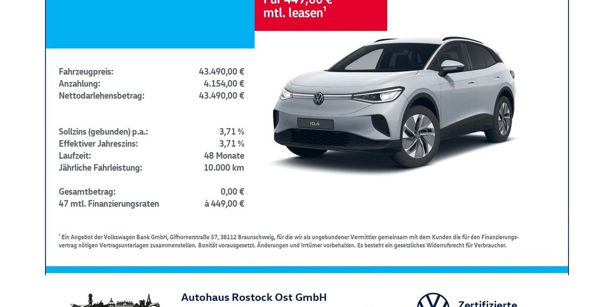 VW ID.4 11.500 km 43.490 &euro; Rostock 18146